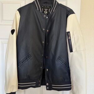 Men's Black and White Varsity Jacket